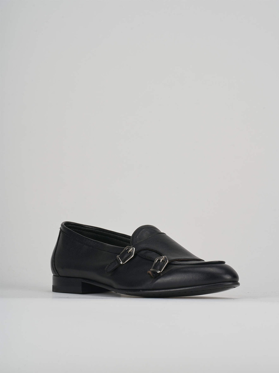 Loafers heel 1 cm black leather