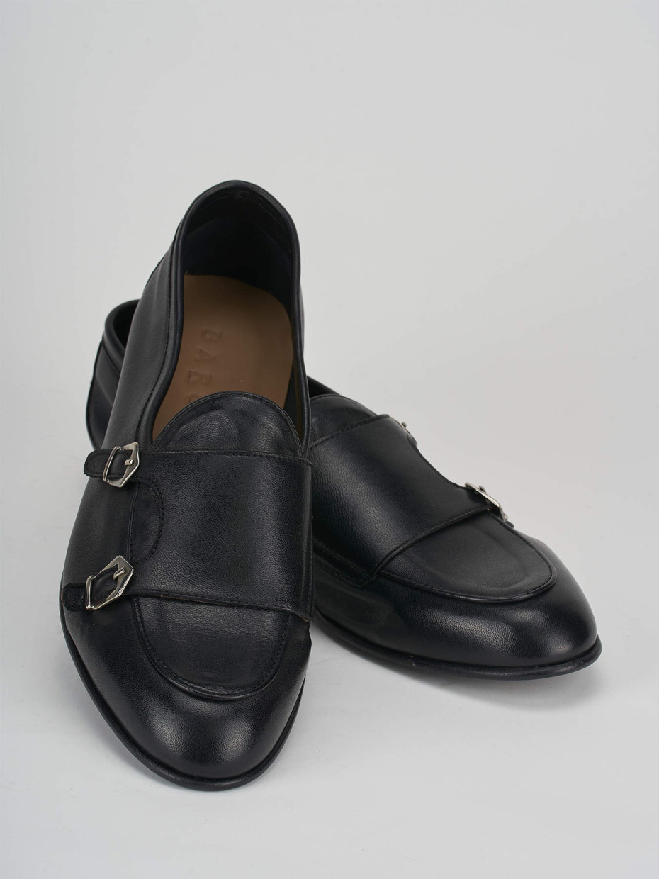 Loafers heel 1 cm black leather