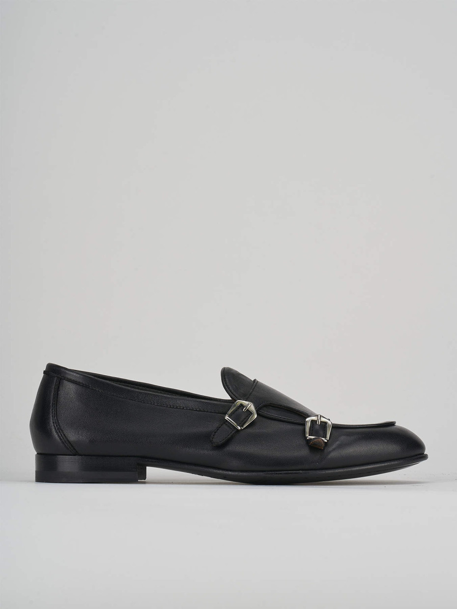 Loafers heel 1 cm black leather