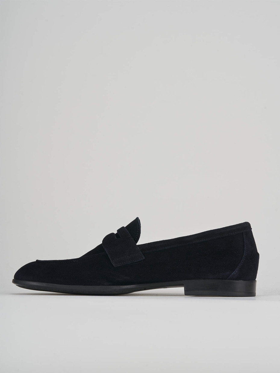 Loafers heel 1 cm blu suede