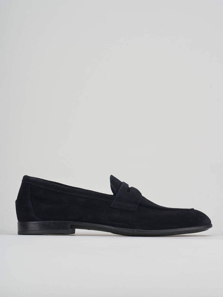 Loafers heel 1 cm blu suede