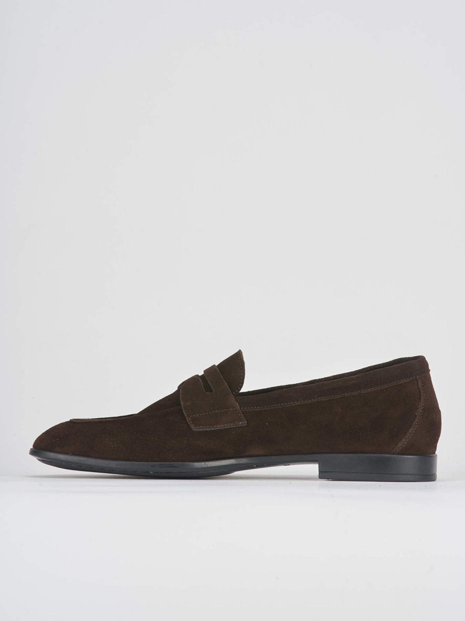 Loafers heel 1 cm dark brown suede