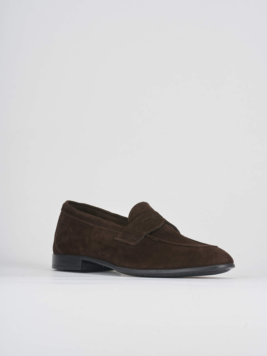 Loafers heel 1 cm dark brown suede