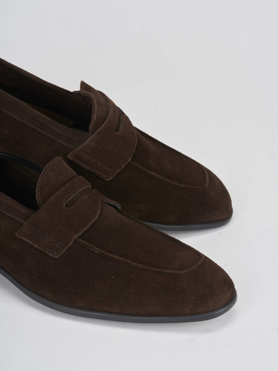 Loafers heel 1 cm dark brown suede