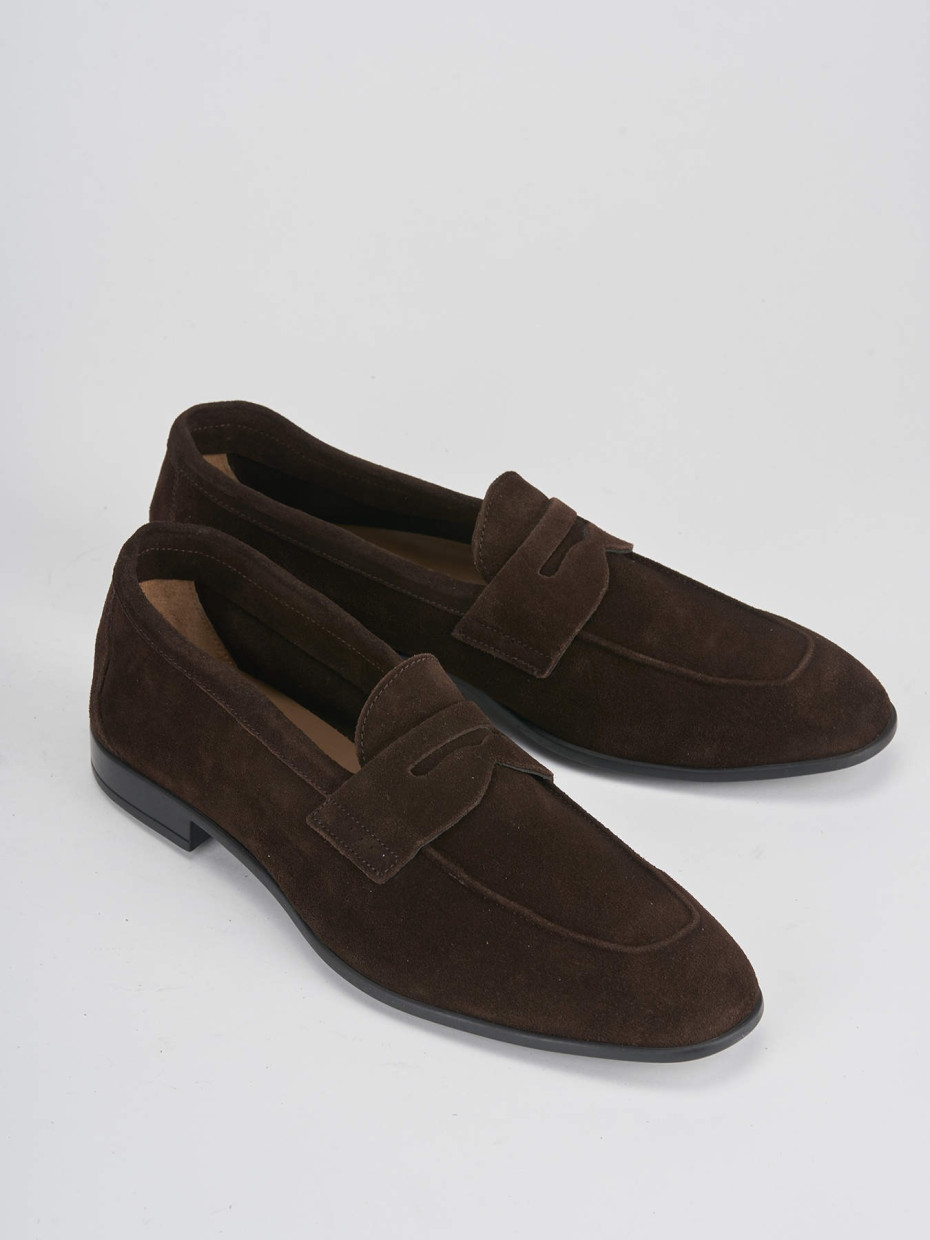 Loafers heel 1 cm dark brown suede