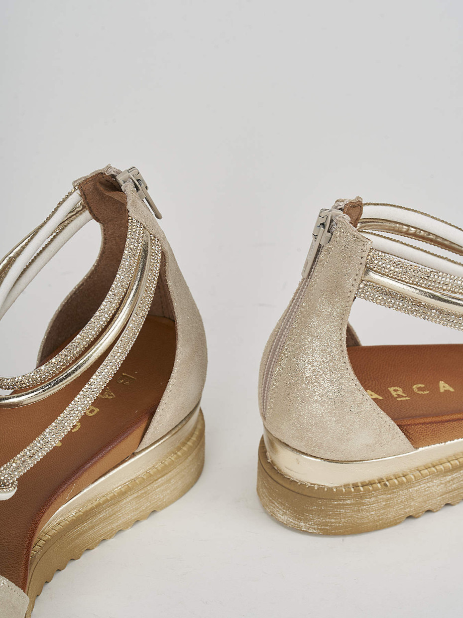 Wedge heels heel 3 cm gold leather