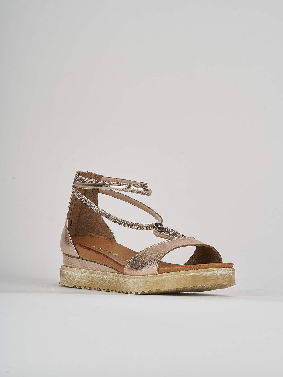 Wedge heels heel 3 cm bronze leather