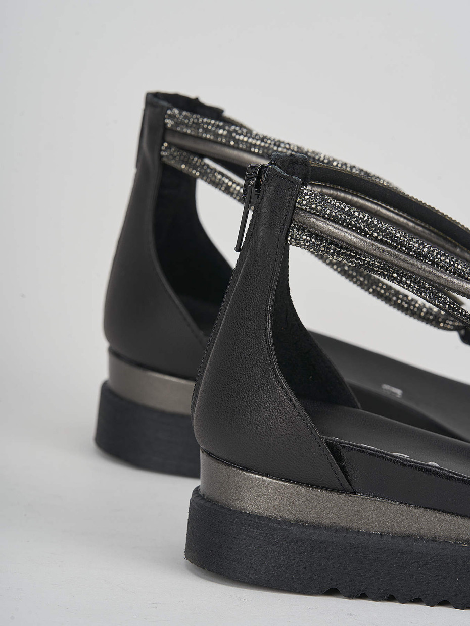 Wedge heels heel 3 cm black leather