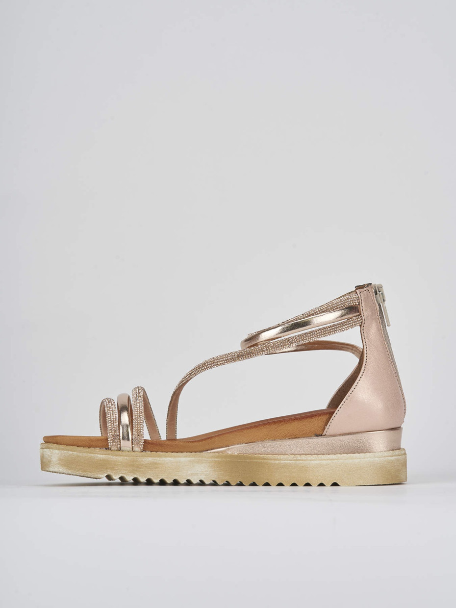 Wedge heels heel 4 cm bronze leather