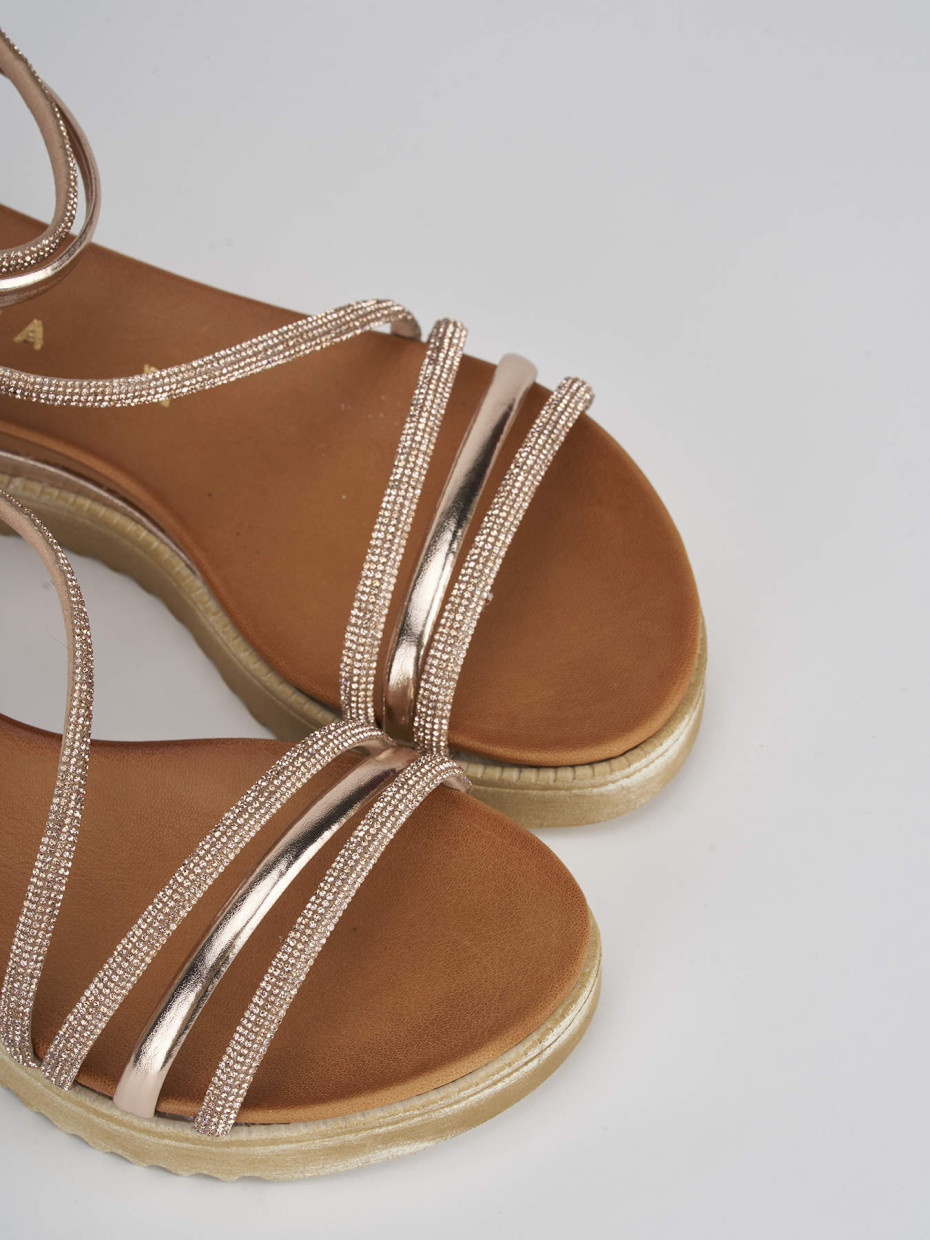 Sandali tacco 4 cm bronzo pelle
