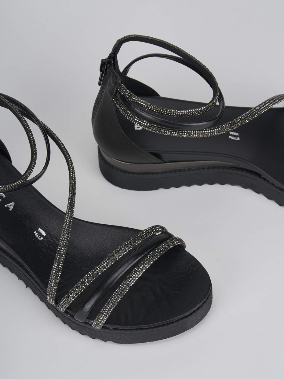 Sandali tacco 4 cm nero pelle