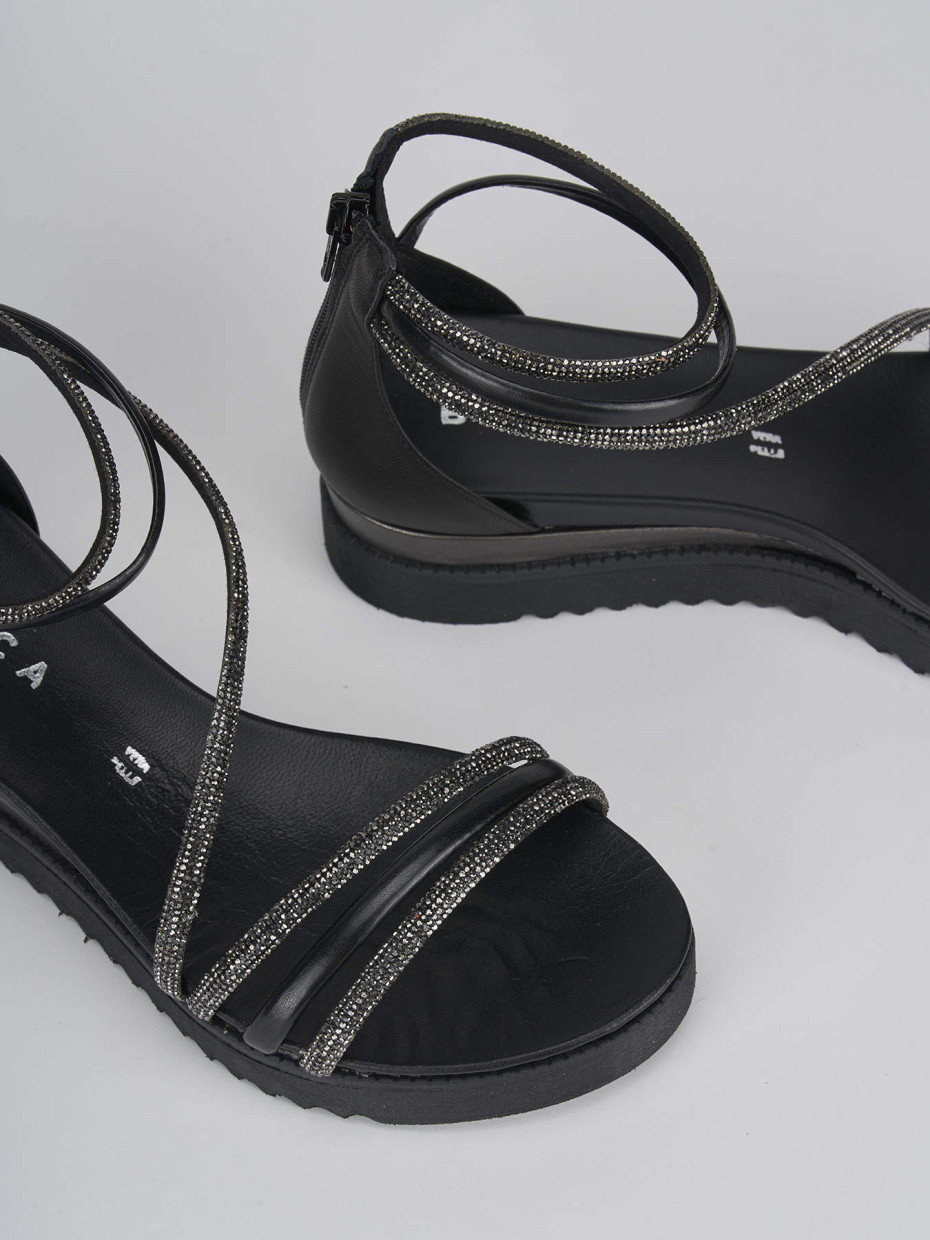 Sandali tacco 4 cm nero pelle Barca Stores