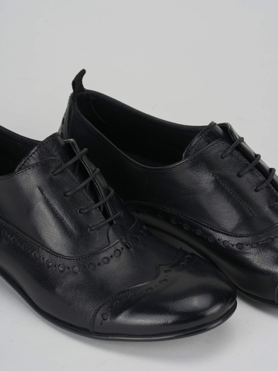 Lace-up shoes heel 1 cm black leather