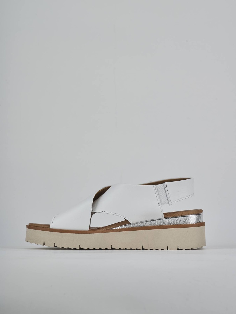 Sandali zeppa 4 cm bianco pelle