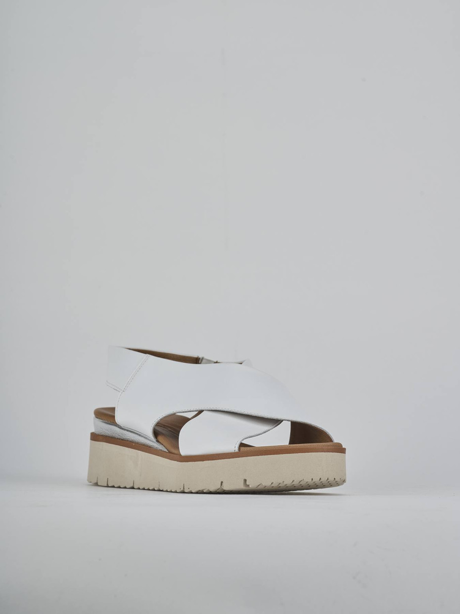 Sandali zeppa 4 cm bianco pelle
