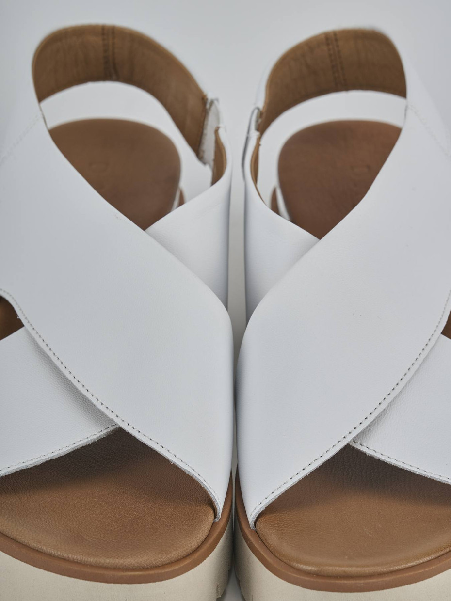 Sandali zeppa 4 cm bianco pelle
