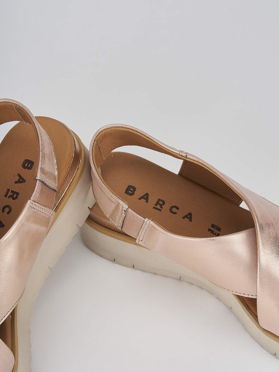 Wedge heels heel 4 cm bronze leather