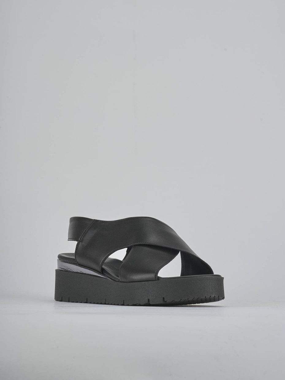 Wedge heels heel 4 cm black leather