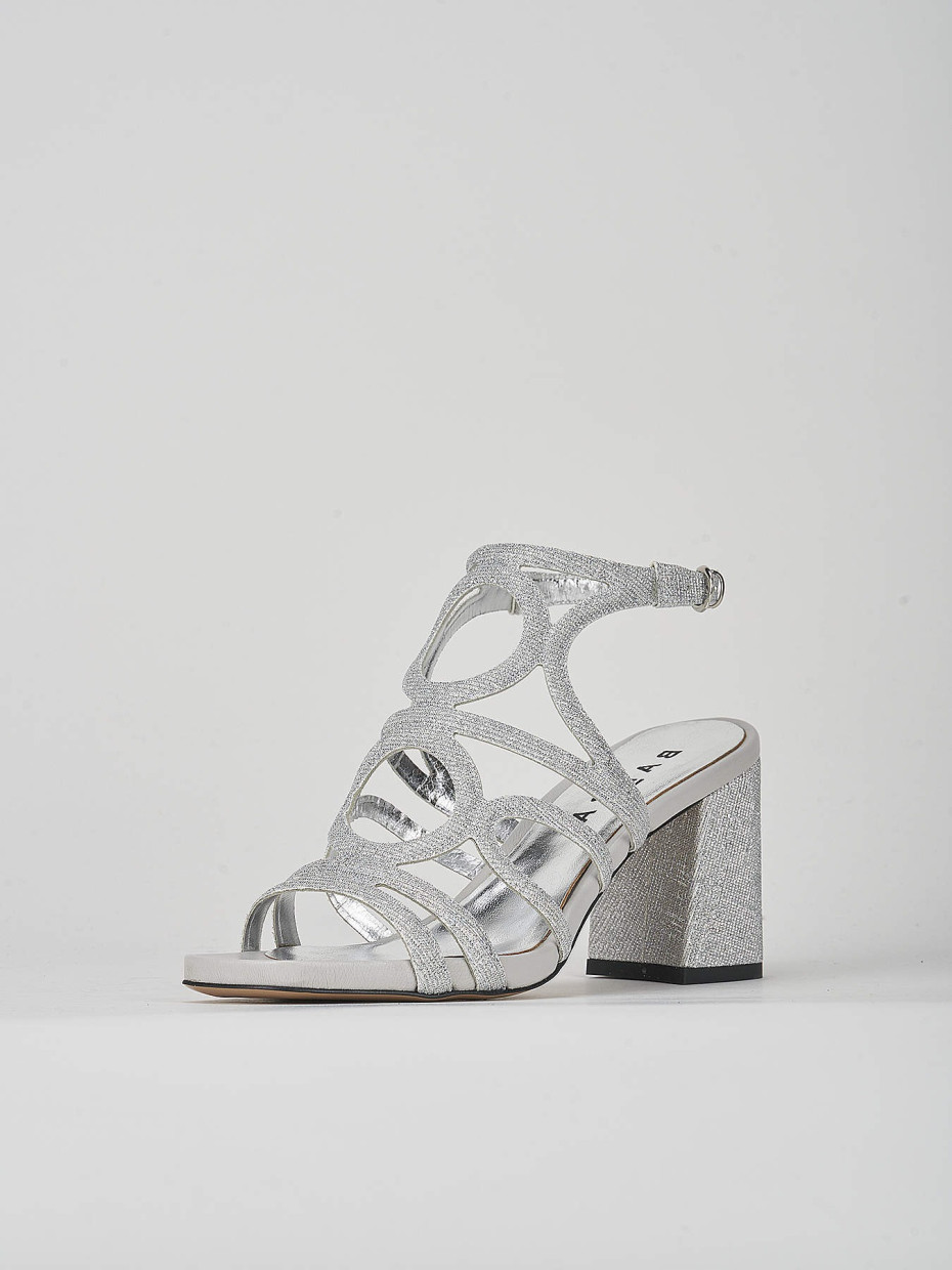 High heel sandals heel 8 cm silver leather