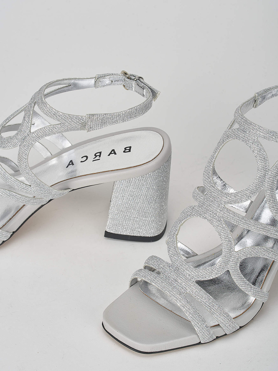 High heel sandals heel 8 cm silver leather