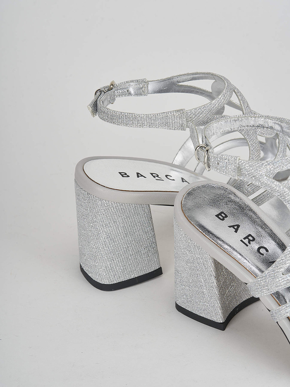 High heel sandals heel 8 cm silver leather