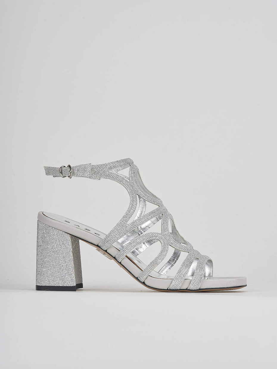 High heel sandals heel 8 cm silver leather