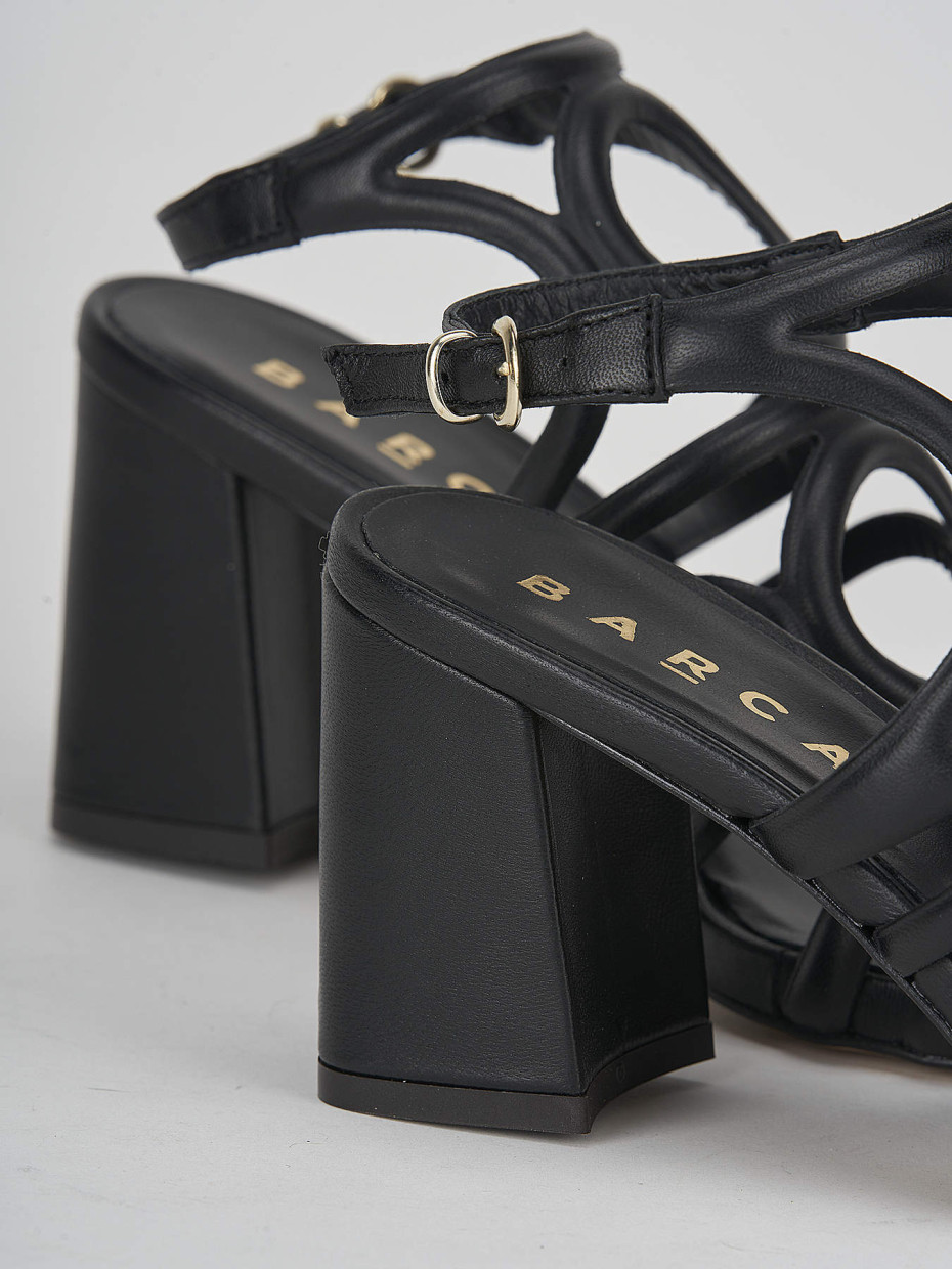 High heel sandals heel 8 cm black leather