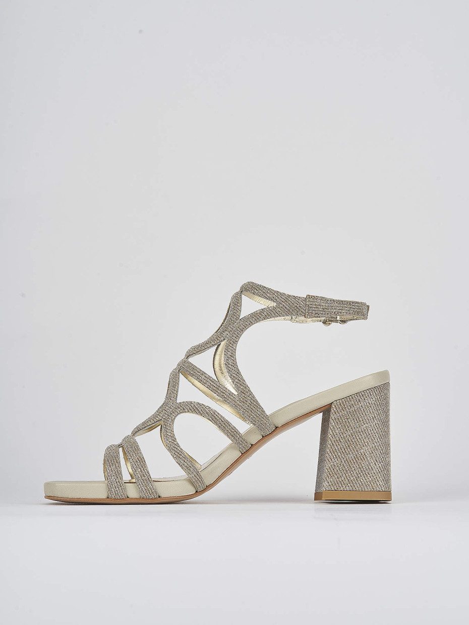 High heel sandals heel 8 cm gold leather