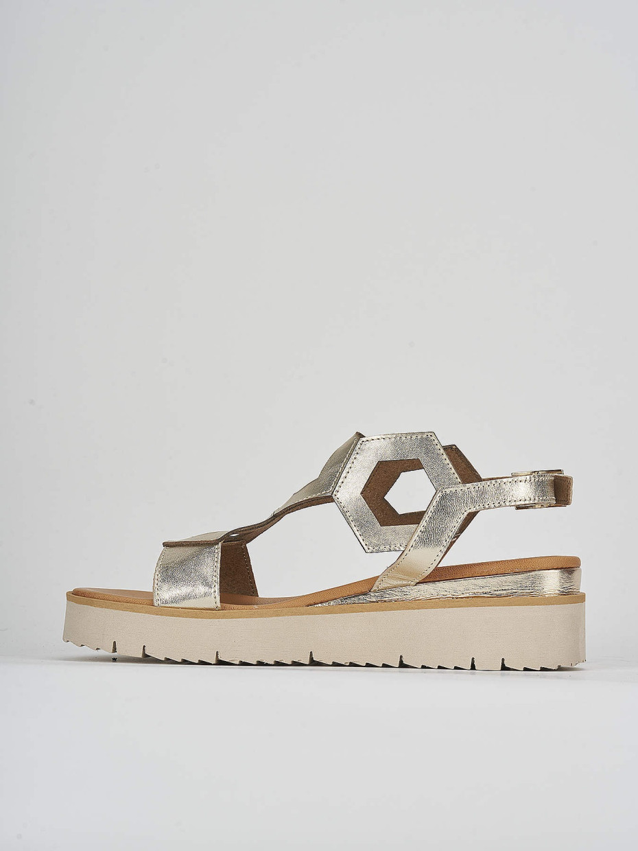 Sandali zeppa top color oro