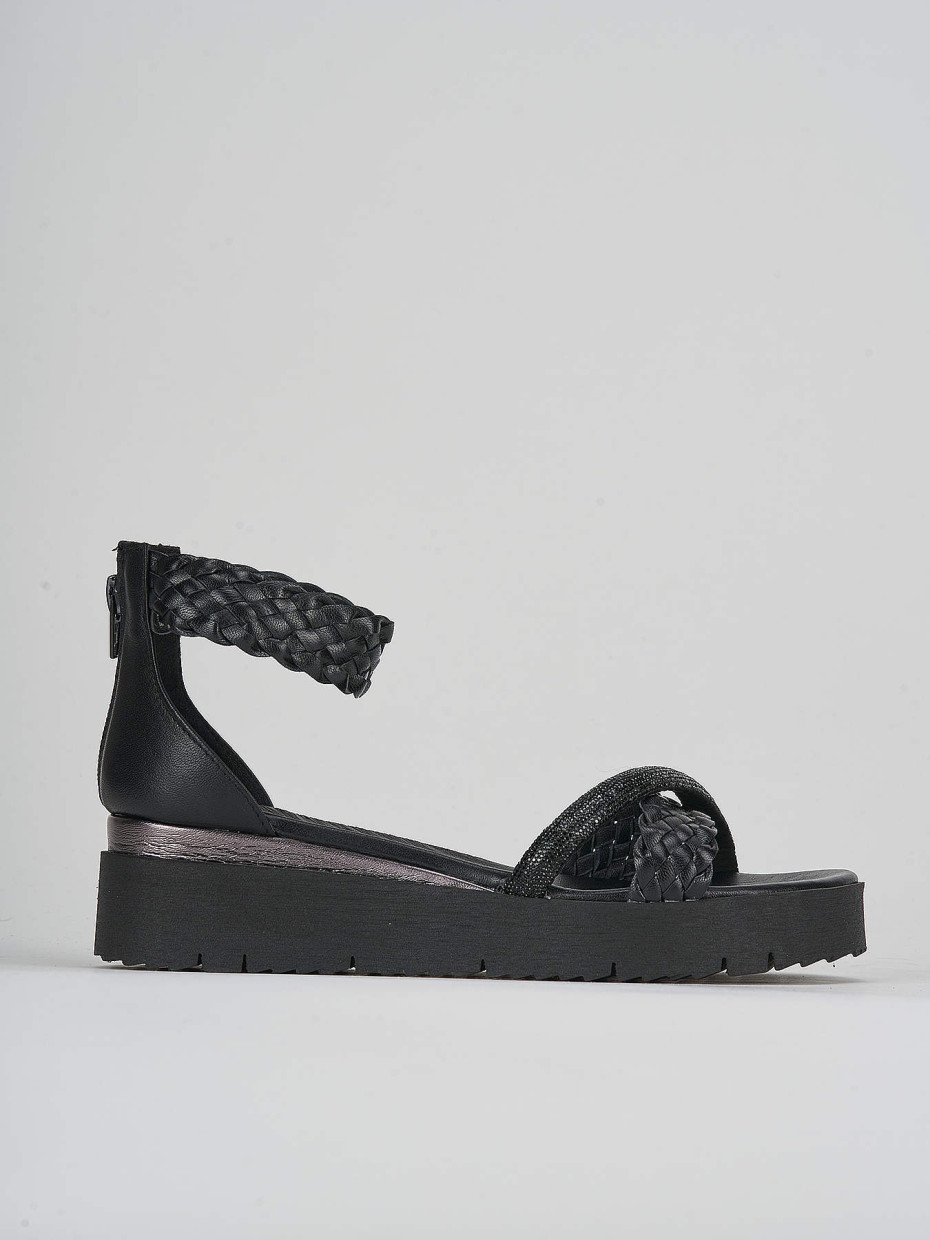 Sandali tacco 3cm pelle nero