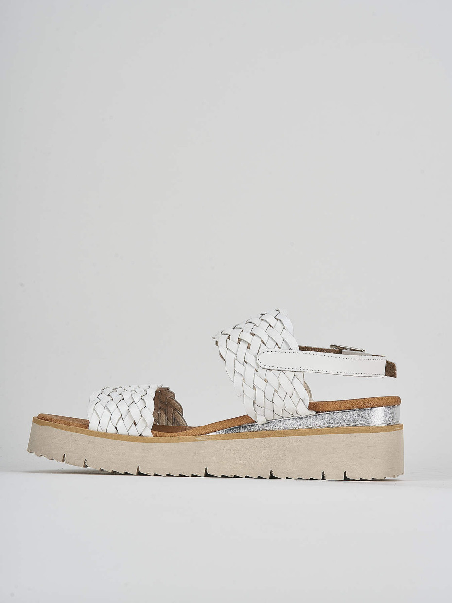 Sandalo zeppa 3 cm bianco pelle
