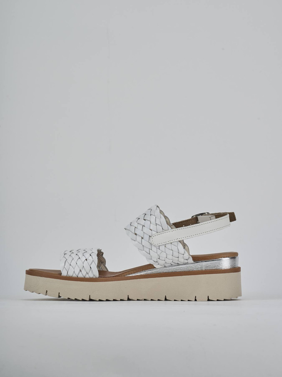 Sandalo zeppa 3 cm bianco pelle