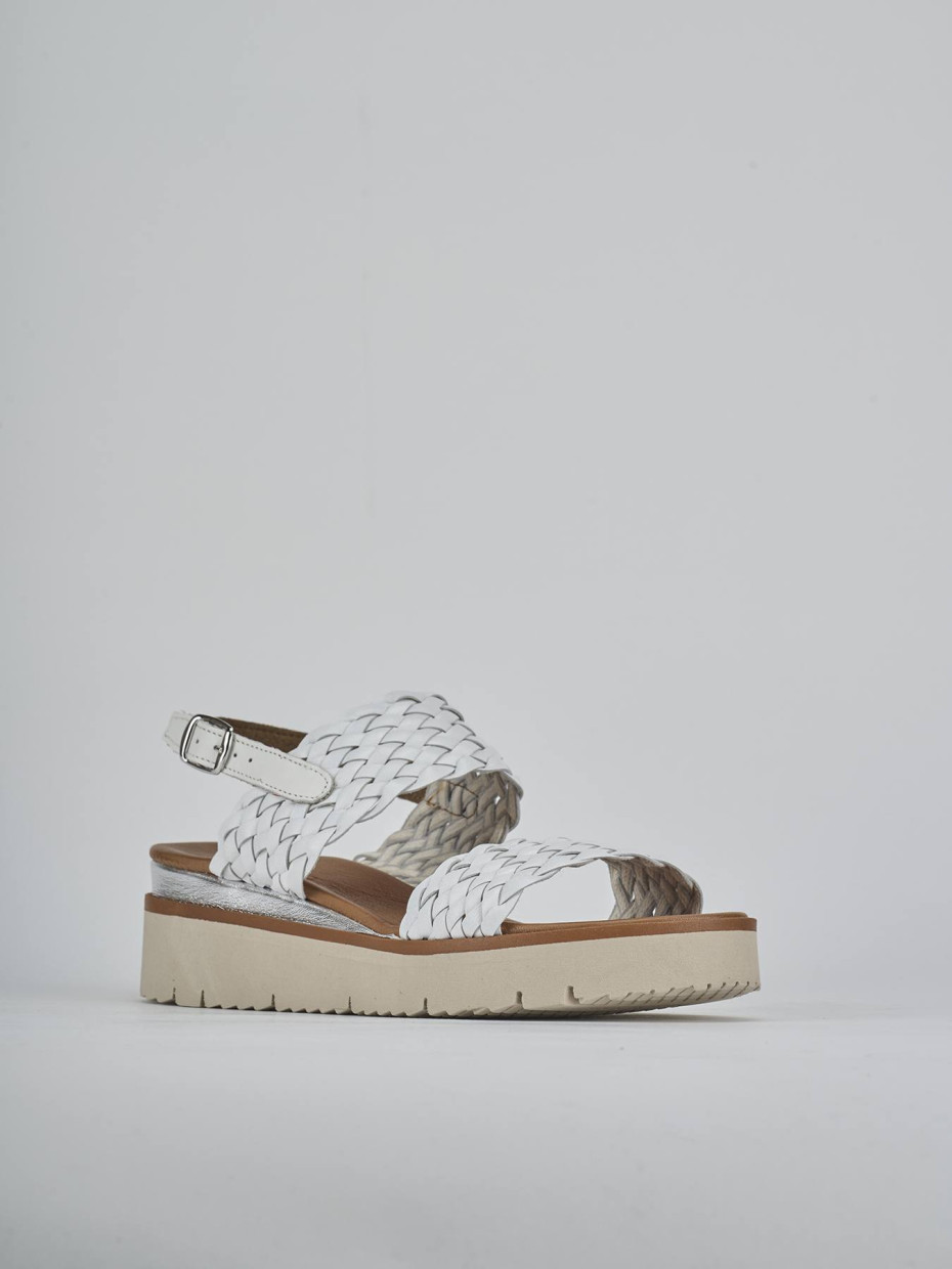Sandalo zeppa 3 cm bianco pelle