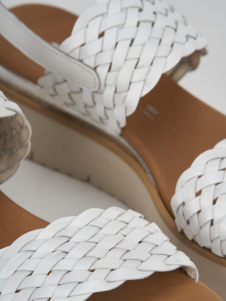 Sandalo zeppa 3 cm bianco pelle