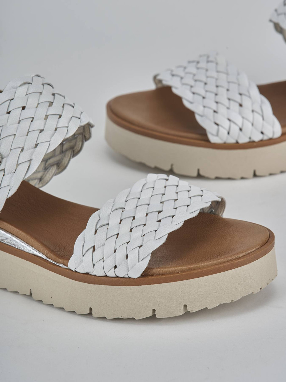 Sandalo zeppa 3 cm bianco pelle