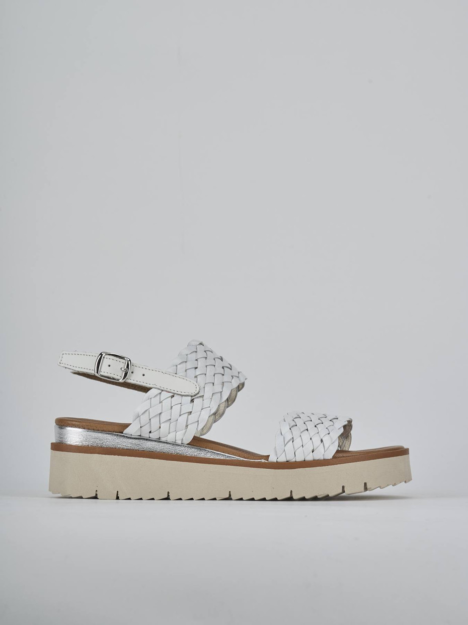 Sandalo zeppa 3 cm bianco pelle