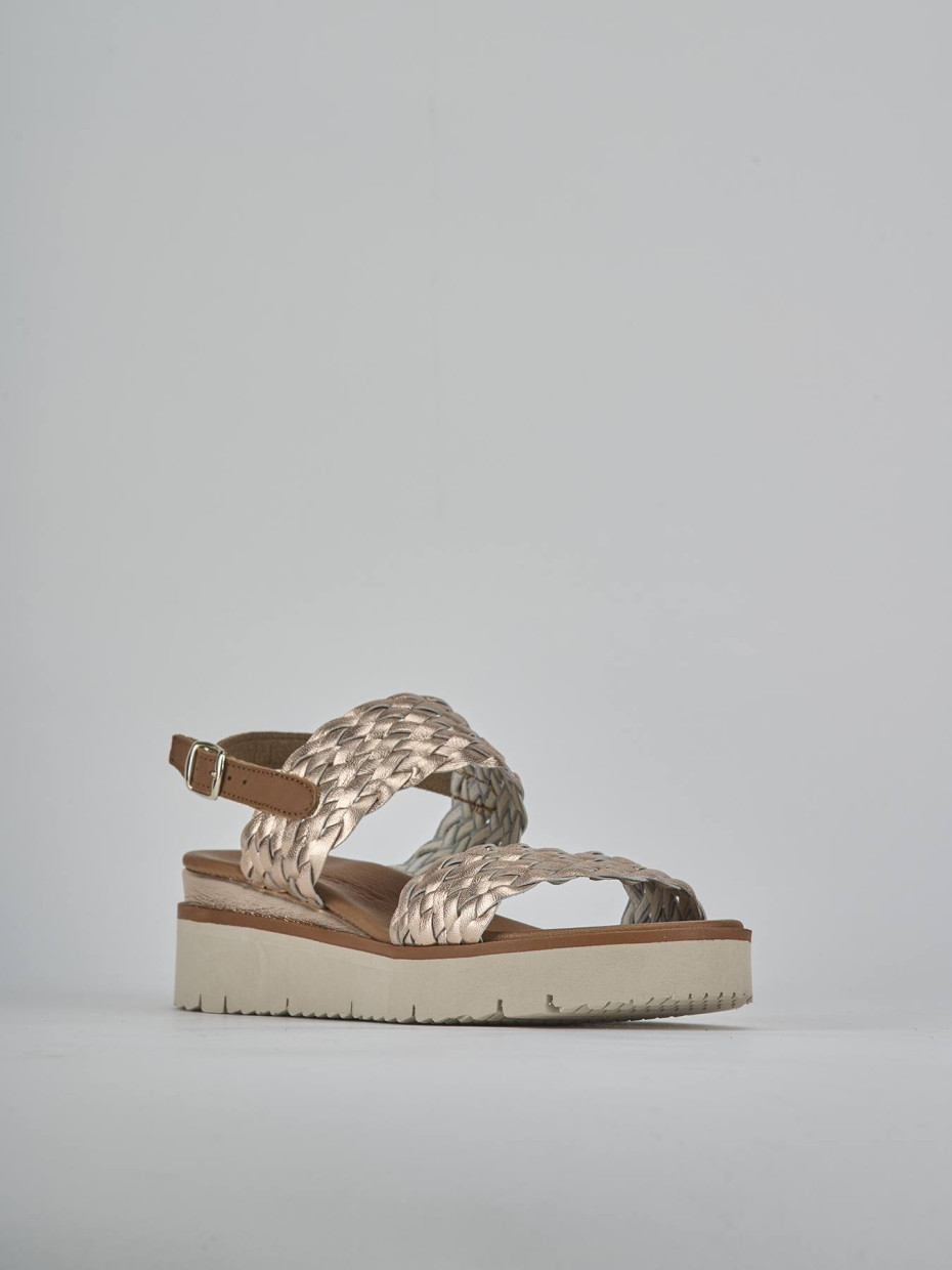 Sandalo zeppa 3 cm bronzo pelle