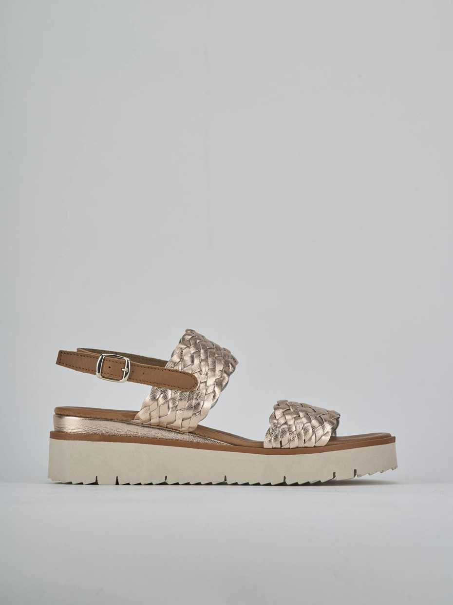 Sandalo zeppa 3 cm bronzo pelle