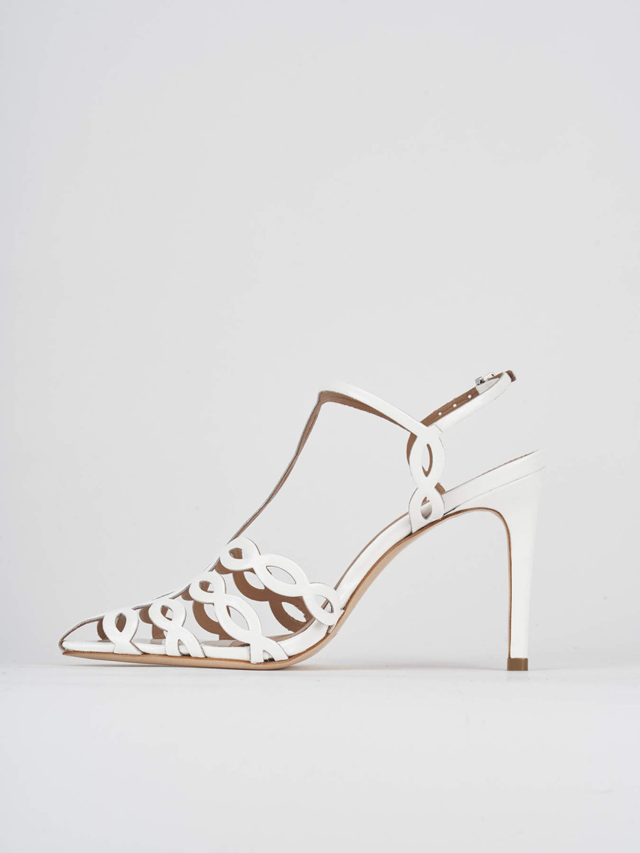 High heel sandals heel 11 cm white patent
