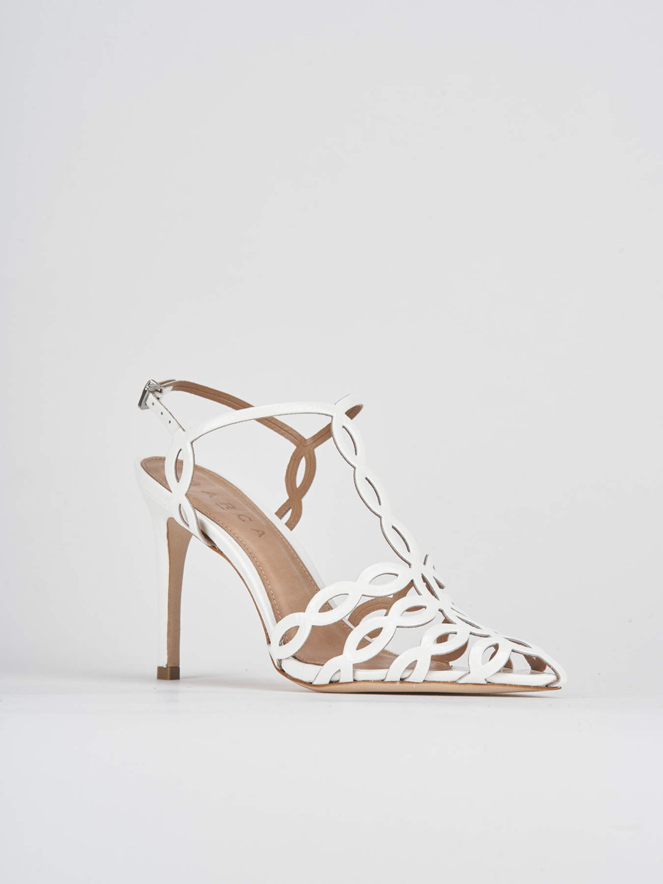 High heel sandals heel 11 cm white patent