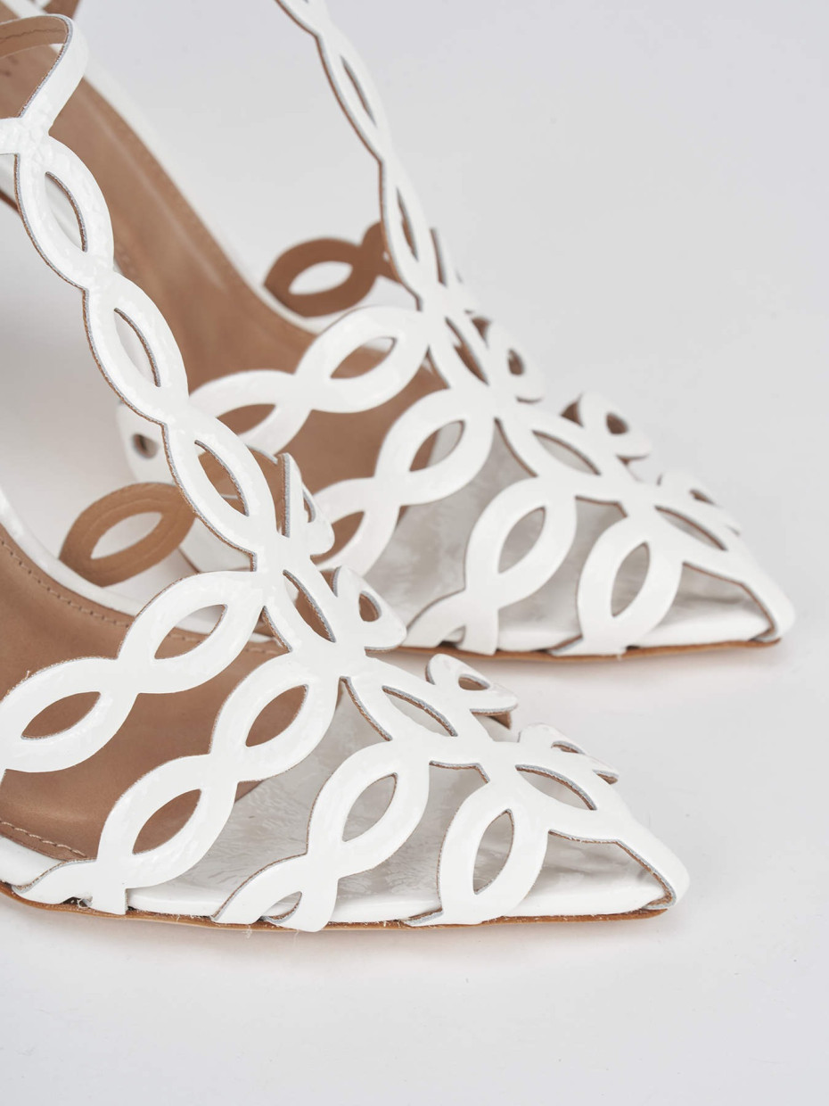 High heel sandals heel 11 cm white patent
