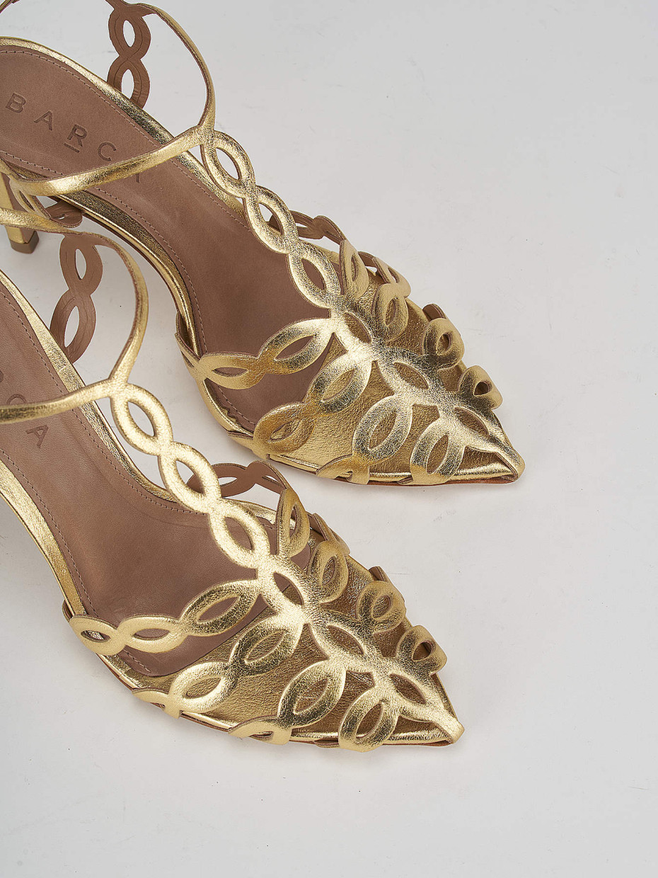 High heel sandals heel 11 cm gold leather