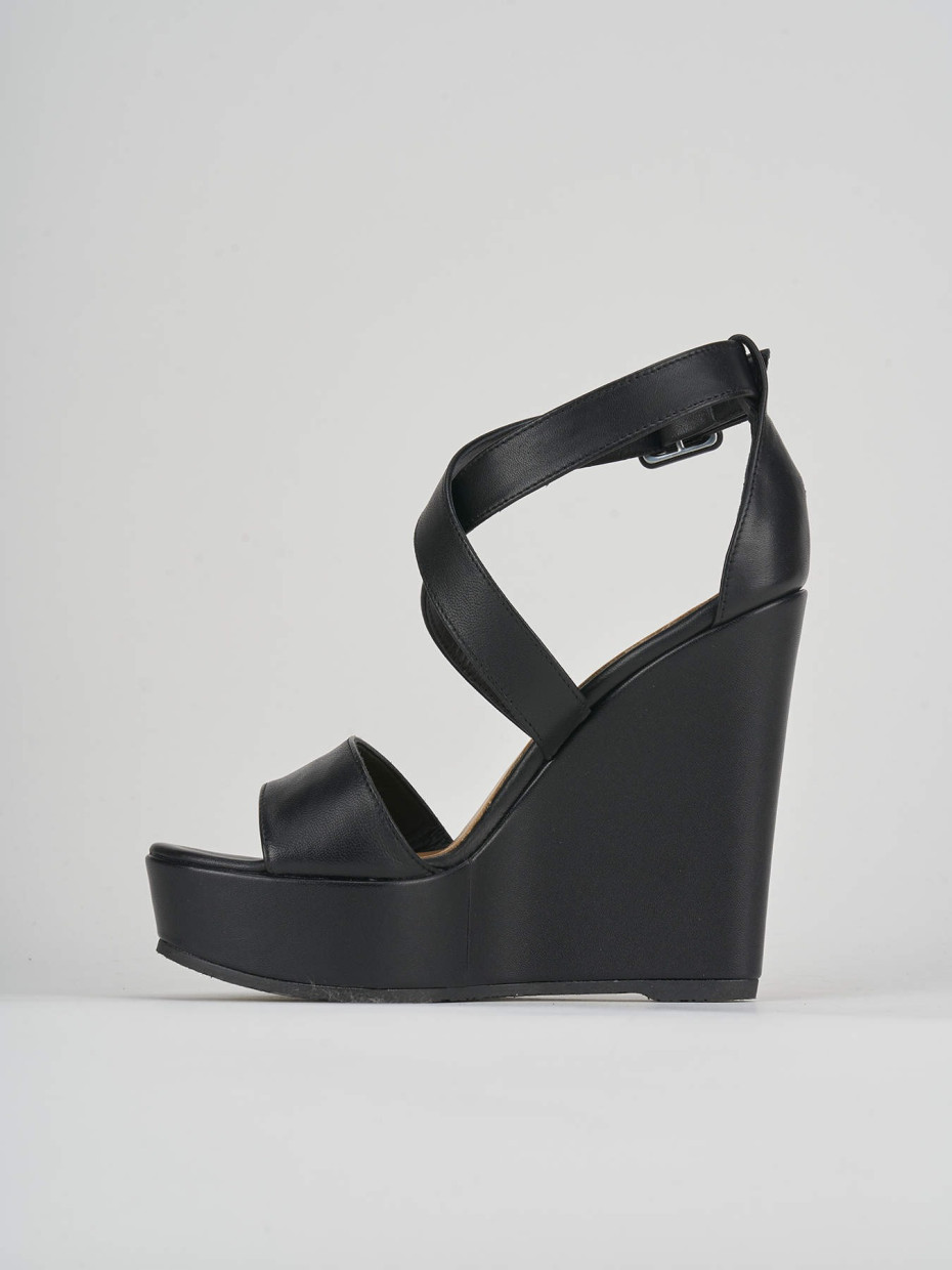 Wedge heels heel 13 cm black leather