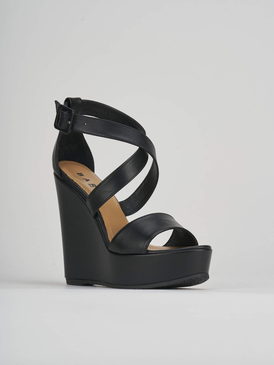 Wedge heels heel 13 cm black leather