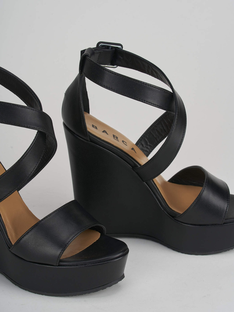 Wedge heels heel 13 cm black leather