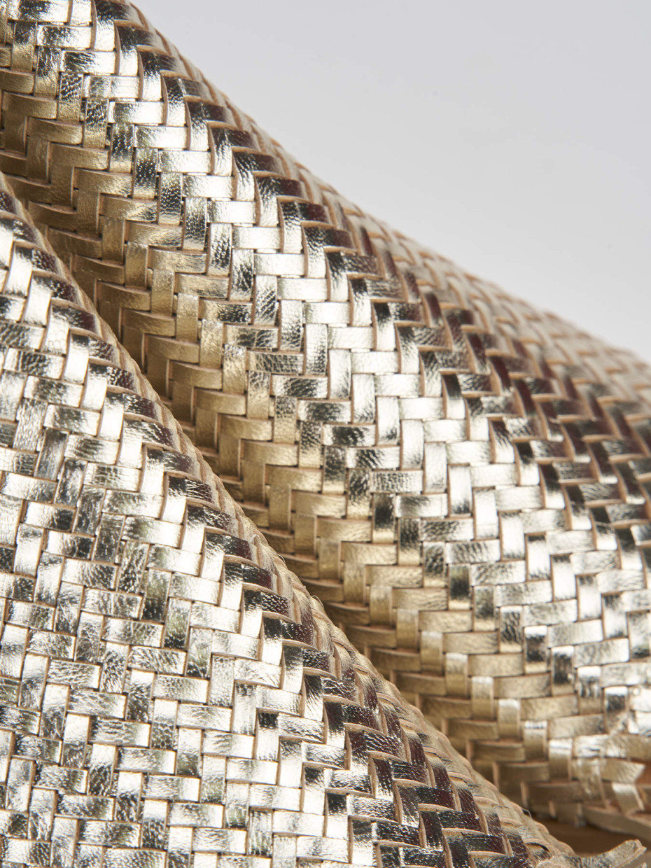Ciabatte tacco 8cm pelle oro