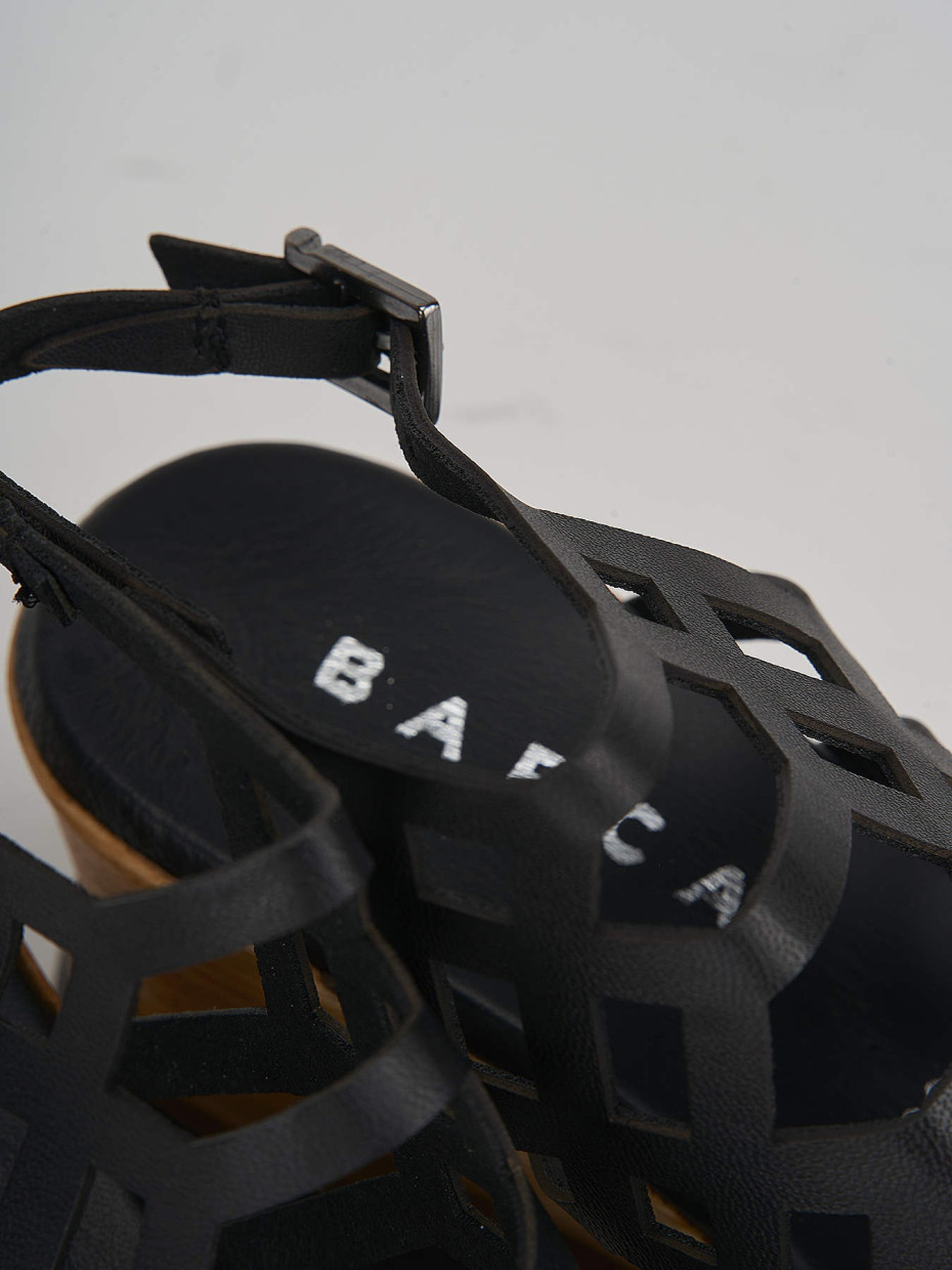 Wedge heels heel 7 cm black leather