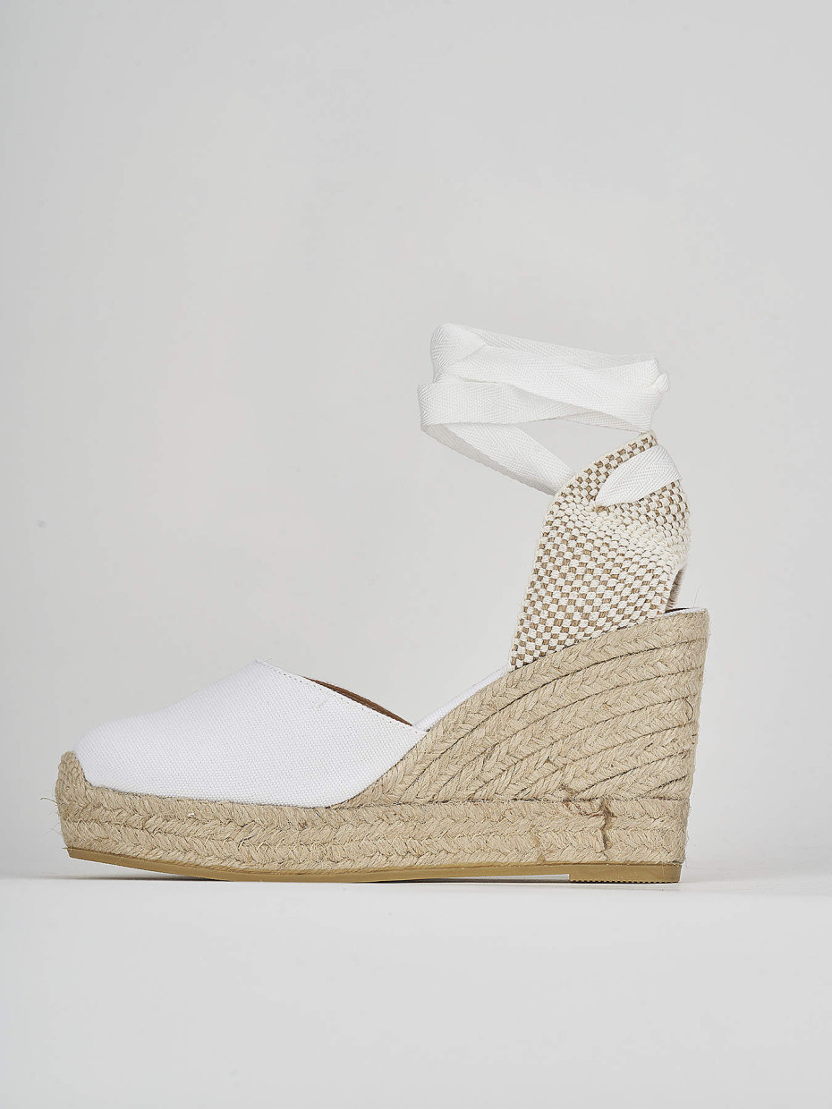 Espadrillas tacco 9cm tessuto bianco