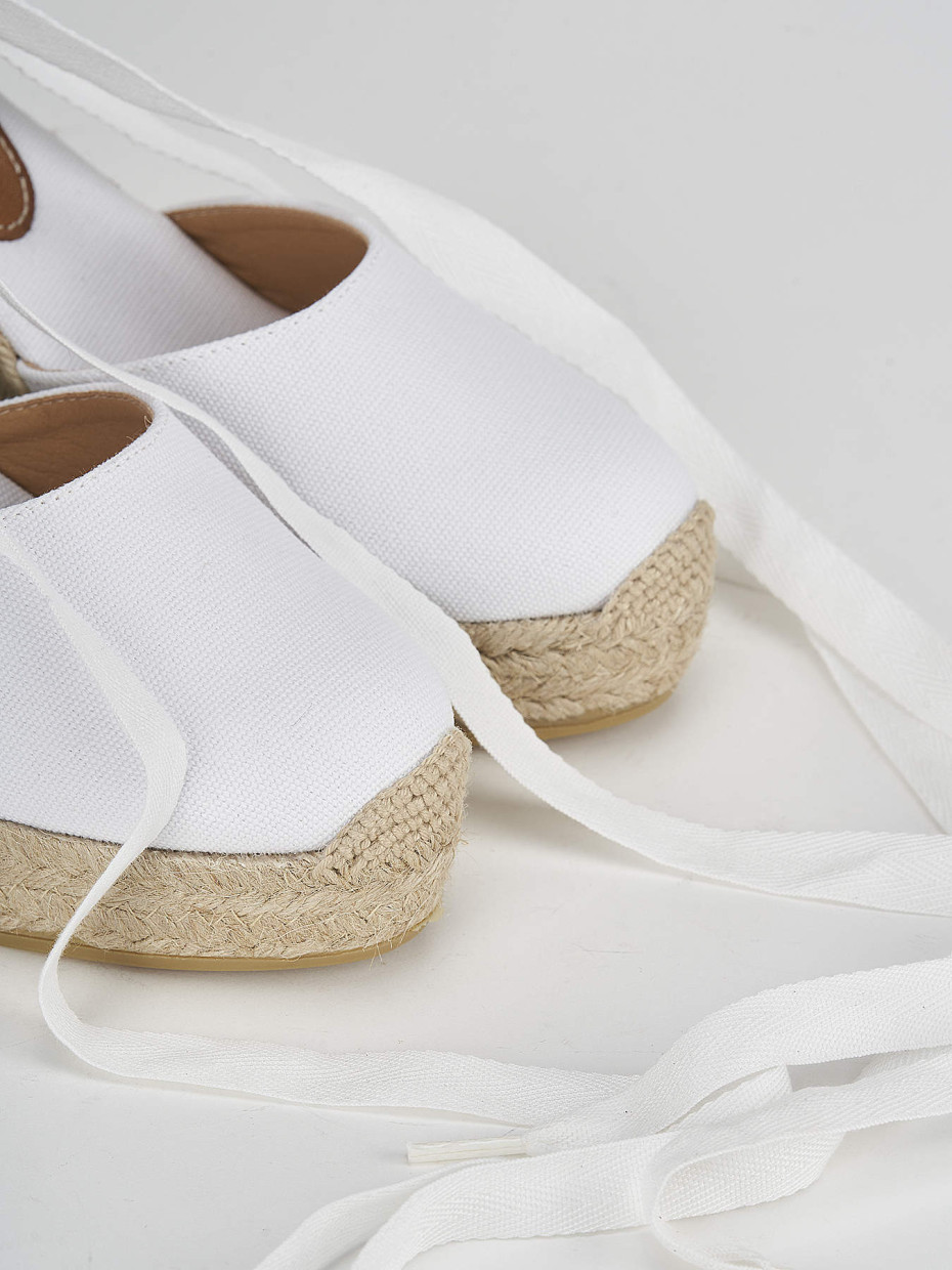 Espadrillas tacco 9cm tessuto bianco