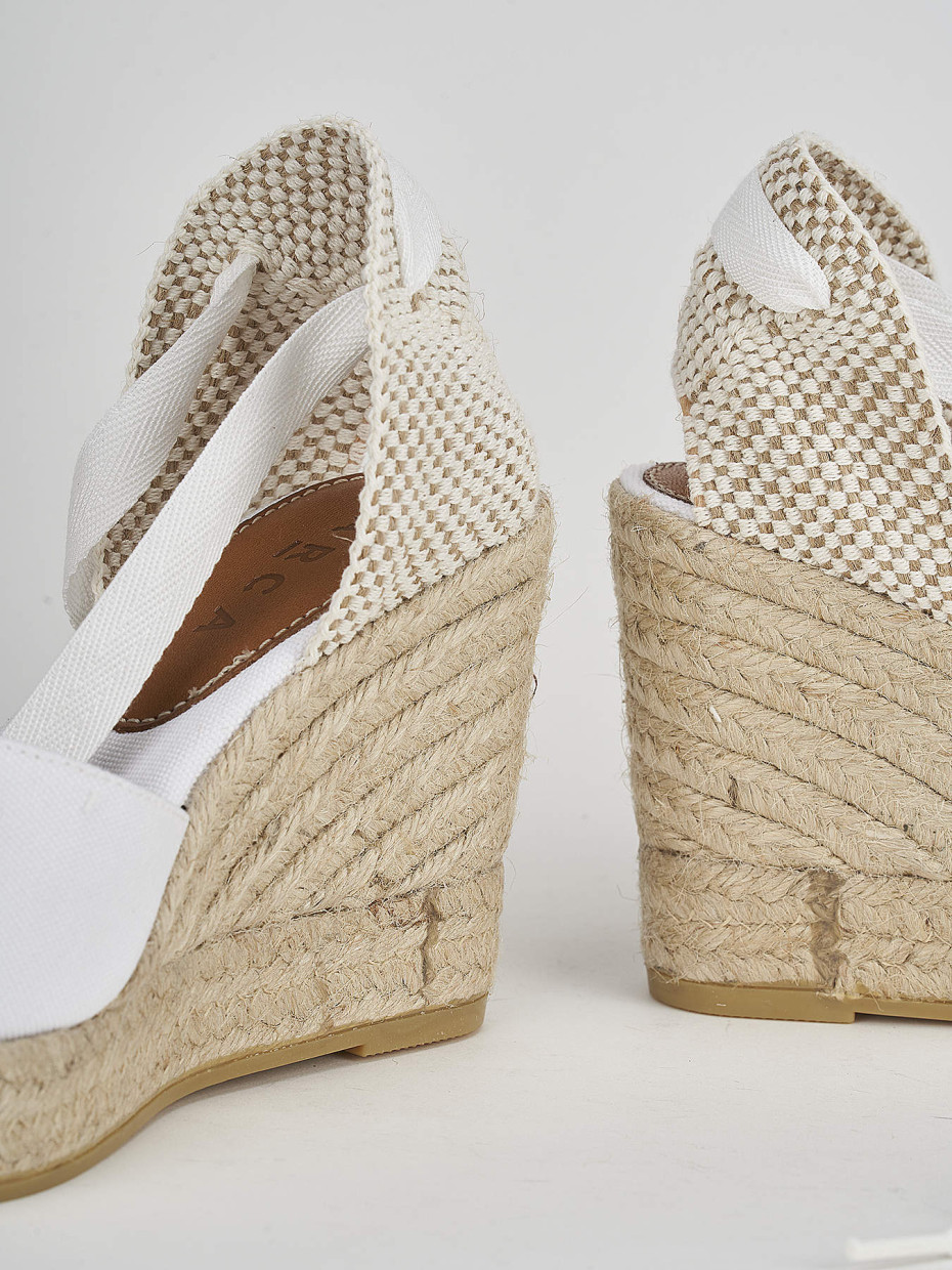 Espadrillas tacco 9cm tessuto bianco